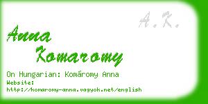 anna komaromy business card